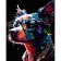 Painting by numbers Strateg PREMIUM Bright dog with glasseson a black background 40x50 cm (AH1017)