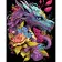 Painting by numbers Strateg PREMIUM Dragon in flowerson a black background 40x50 cm (AH1037)