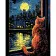 Картина по номерам Strateg ПРЕМИУМ Мечтательный котенок на черном фоне размером 40х50 см (AH1070)