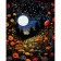 Картина по номерам Strateg ПРЕМИУМ Ночной цветочный лес на черном фоне размером 40х50 см (AH1082)