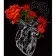 Paint by number Strateg Heart of flowers on a black background size 40x50 cm (AH1094)