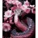 Картина за номерами Strateg ПРЕМІУМ Змія та рожеві відтінки на чорному фоні розміром 40х50 см (AH1108)
