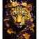 Paint by number Strateg Floral image of a leopard on a black background size 40x50 cm (AH1122)