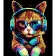 Paint by number Strateg Musical party with a cat on a black background size 40x50 cm (AH1138)