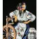 Paint by numbers Strateg PREMIUM Spinning wheel on a black background with varnish size 40x50 cm (AH1151)