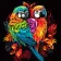 Paint by number Strateg PREMIUM Parrots in floral pop art on a black background size 40x40 cm (AV4040-41)
