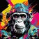 Картина по номерам Strateg ПРЕМИУМ Поп-арт военной шимпанзе на черном фоне размером 40х40 см (AV4040-42)