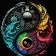 Paint by number Strateg PREMIUM Colorful Yin Yang symbol on a black background size 40x40 cm (AV4040-76)