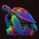 Painting by numbers Strateg PREMIUM Turtle in neon colors on a black background, 40x40 cm (AV4040-9)