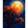 Paint by number Strateg PREMIUM Red full moon with varnish and with an increase in size 40x50 cm (DY406)