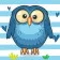 Картина за номерами Strateg ПРЕМІУМ Синя сова з лаком та з рівнем розміром 30х30 см (ES-0821)