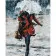Paint by numbers Strateg PREMIUM Girl in red under an umbrella size 40х50 sm (GS005)