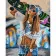 Paint by numbers Strateg PREMIUM A girl with a skate size 40x50 cm (GS1098)