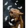 Paint by number Strateg PREMIUM Cat and feathers with varnish size 40x50 cm (GS1219)