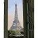 Paint by number Strateg PREMIUM The Eiffel Tower outside the window with varnish size 40x50 cm (GS1269)