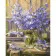 Paint by number Strateg PREMIUM Violet flowers in a vase with varnish and with an increase in size 40x50 cm (GS1469)