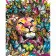 Paint by number Strateg PREMIUM Lion in butterflies with varnish and with an increase in size 40x50 cm (GS1522)