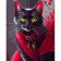 Paint by number Strateg PREMIUM Cat in red with varnish and with an increase in size 40x50 cm (GS1526)