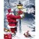 Картина за номерами Strateg ПРЕМІУМ Дід Мороз з подарунками з лаком та з рівнем розміром 40х50 см (GS1557)