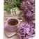 Картина по номерам Strateg Фиолетовые гортензии с кофе на цветном фоне размером 40х50  (GS1616)