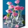 Картина за номерами Strateg Троянди у скляних вазах на кольоровому фоні розміром 40х50 (GS1629)