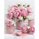 Diamond mosaic Pink peonies on the table without a subframe 40x50 cm (JSFH85900)