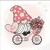 Diamond mosaic Strateg PREMIUM Gnome with flowers on a bicycle 30x30 cm (ME13826)