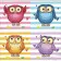Алмазна мозаїка Strateg ПРЕМІУМ  Чотири кольорові  сови  розміром 30х30 см  (ME13827)
