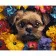 Paint by number Strateg Puppy in flowers on a colored background size 40x50 cm (MZ016)