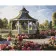 Paint by number Strateg Gazebo among flowers on a colored background size 40x50 cm (MZ053)