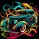 Paint by number Strateg PREMIUM Bright retro car on a black background size 30x30 cm (SH3030-19)