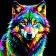 Paint by number Strateg PREMIUM Colorful wolf on a black background size 30x30 cm (SH3030-4)