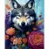 Diamond mosaic Strateg PREMIUM Wolf among flowers 40x50 cm (SK85998)