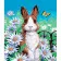 Paint by number Strateg PREMIUM Rabbit in daisies with varnish and level 30x40 cm (SS1002)