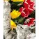Paint by number Strateg PREMIUM Cat with tulips with varnish and level 30x40 cm (SS1107)