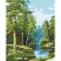 Картина по номерам Strateg ПРЕМИУМ Река в лесу с лаком и уровнем размером 30х40 см (SS1121)