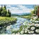 Paint by number Strateg PREMIUM Daisies by the river with varnish and level 30x40 cm (SS1148)