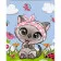 Paint by number Strateg PREMIUM Cat with a pink bandage with varnish size 30x40 cm (SS6714)