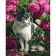 Paint by number Strateg PREMIUM Roses and a cat with varnish size 30x40 cm (SS6757)