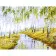 Картина за номерами Strateg ПРЕМІУМ Річка у березовому гаю з лаком розміром 40х50 см (SY6589)