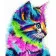 Paint by numbers Strateg PREMIUM Colorful catwith varnish and level size 40х50 sm VA-2298