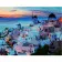 Картина по номерам Strateg Вечерней Санторини на цветном фоне размером 40х50 см (VA-2740)