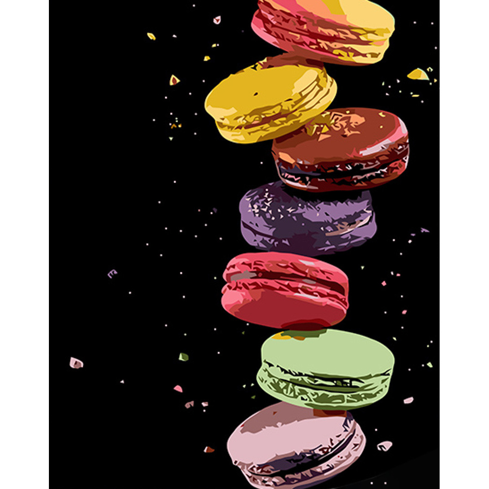 Macaroonson a black background 40x50 cm (AH1034)