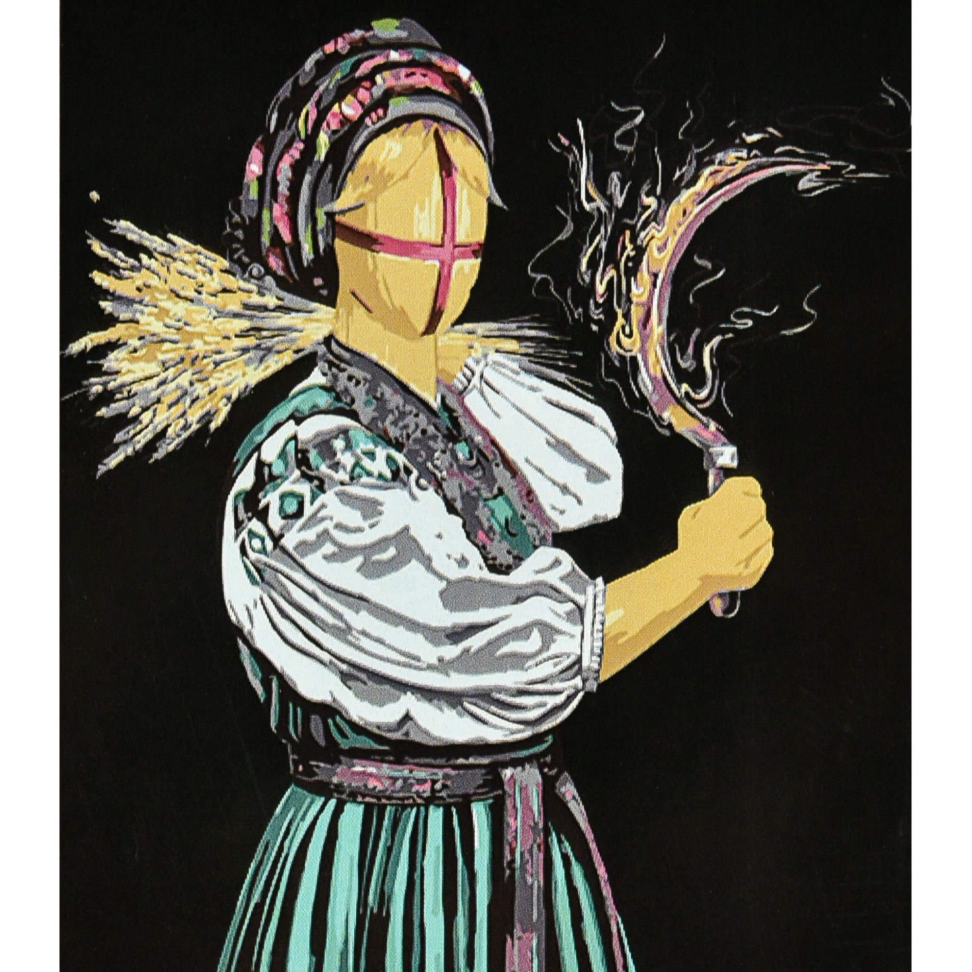 Siyana on a black background with varnish size 40x50 cm (AH1143)