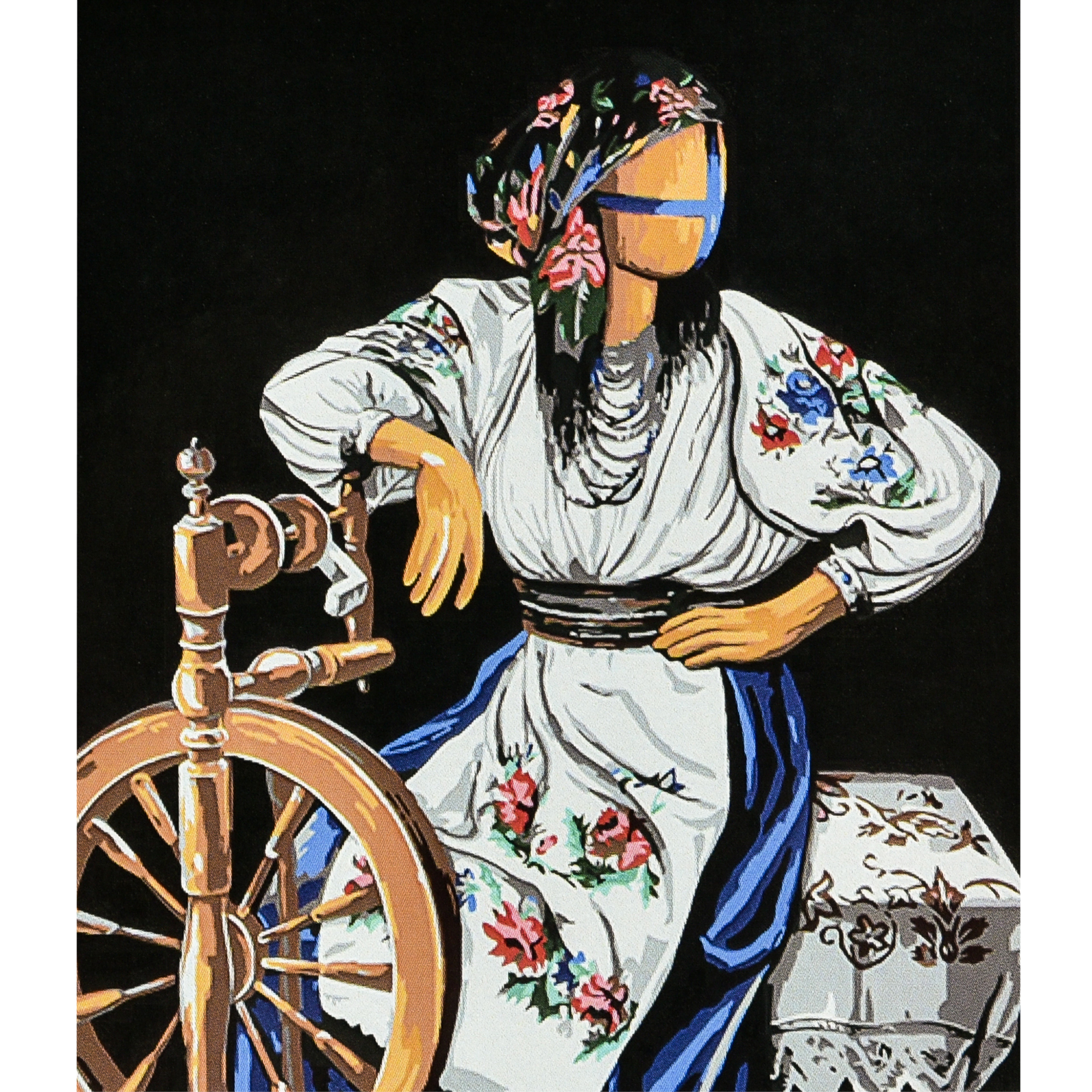 Spinning wheel on a black background with varnish size 40x50 cm (AH1151)