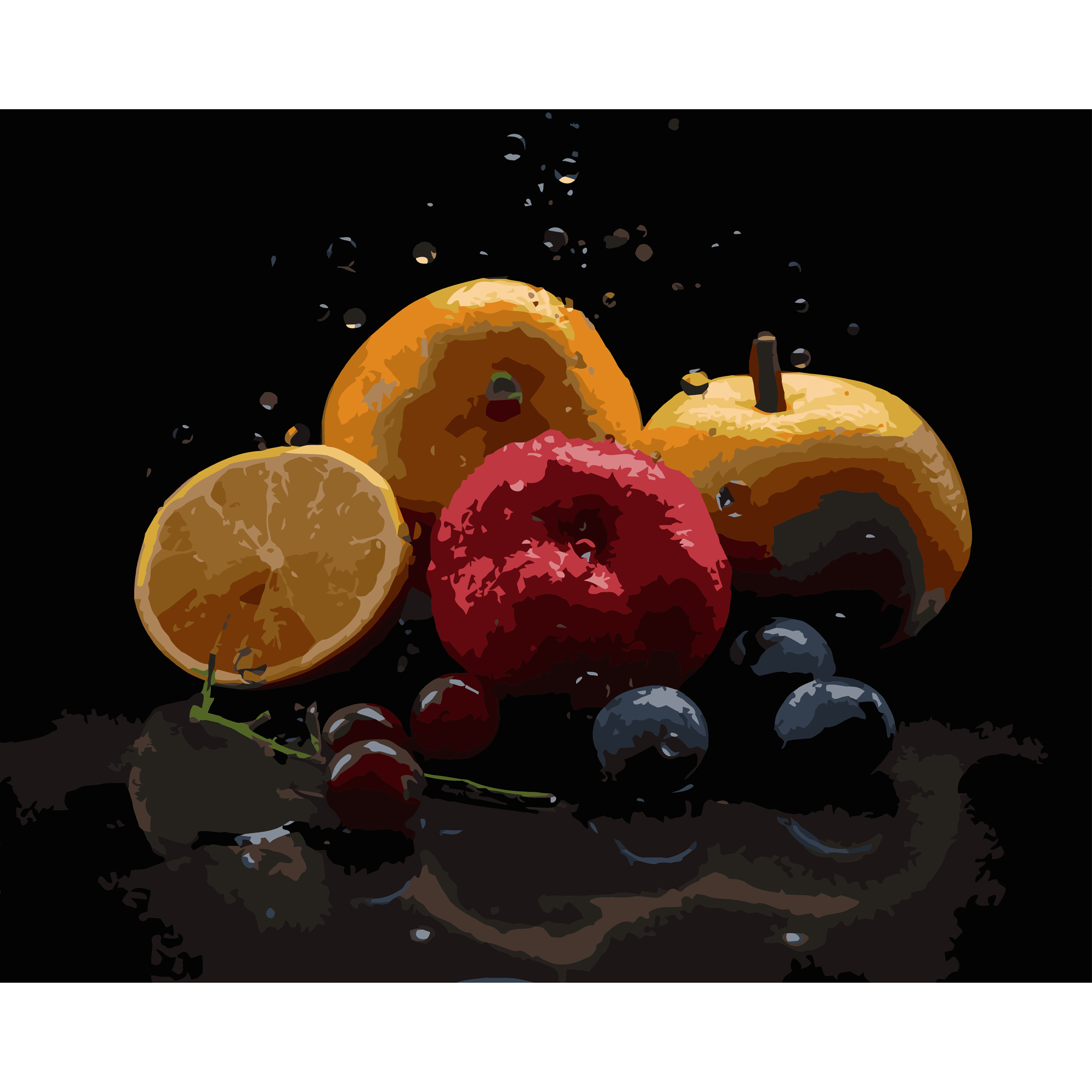 Fruit composition on a black background 40Х50 (AH1245)