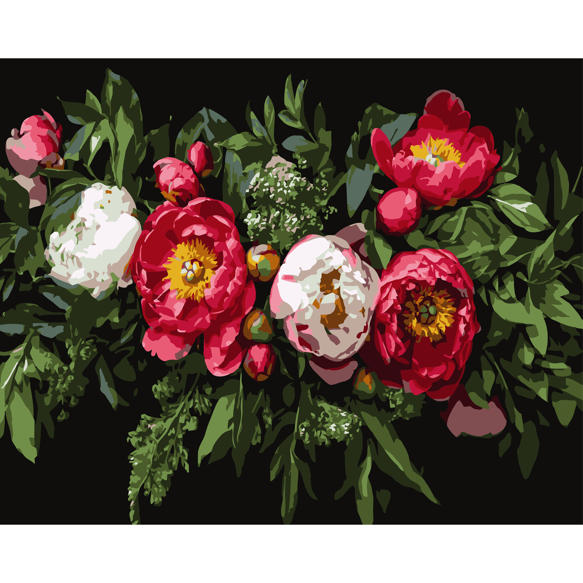 Квіткова композиція на чорному фоні 40Х50 (AH1249)