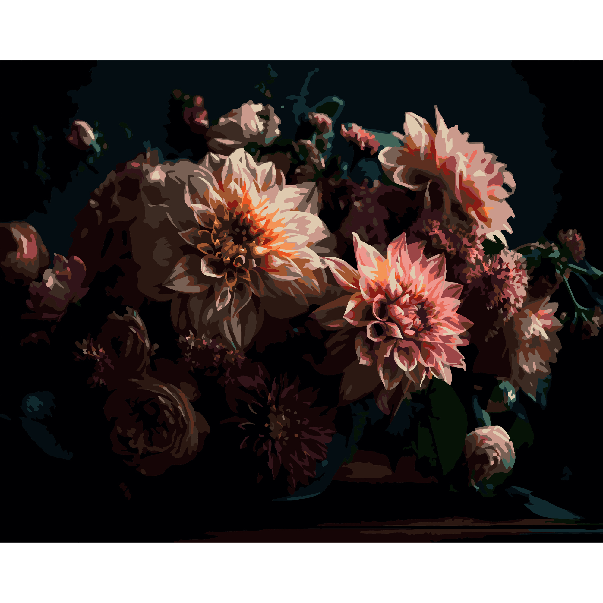 Pink dahlias on a black background 40Х50 (AH1252)