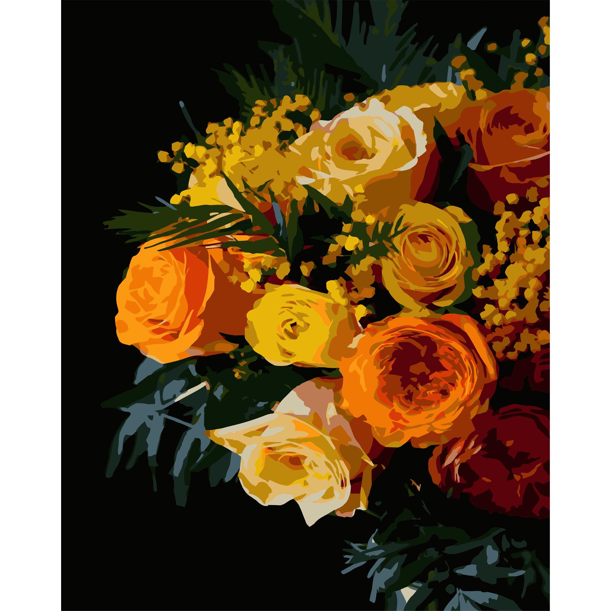 Orange flowers on a black background 40Х50 (AH1257)
