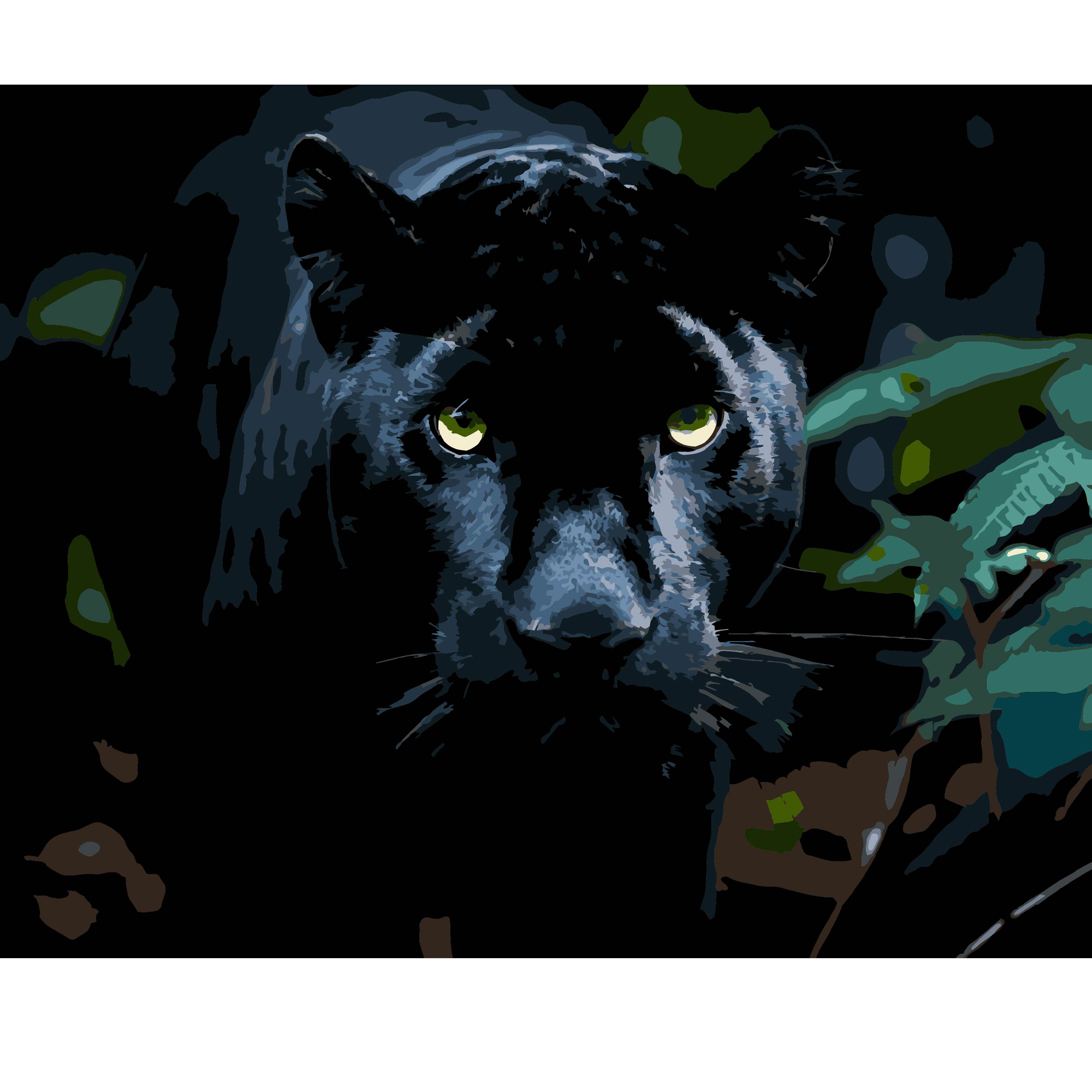 Panther's gaze on a black background 40Х50 (AH1258)